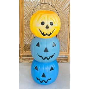 Set of 3 Vintage General Foam Plastics Jack-o-lanterns Pumpkins Candy Buckets
